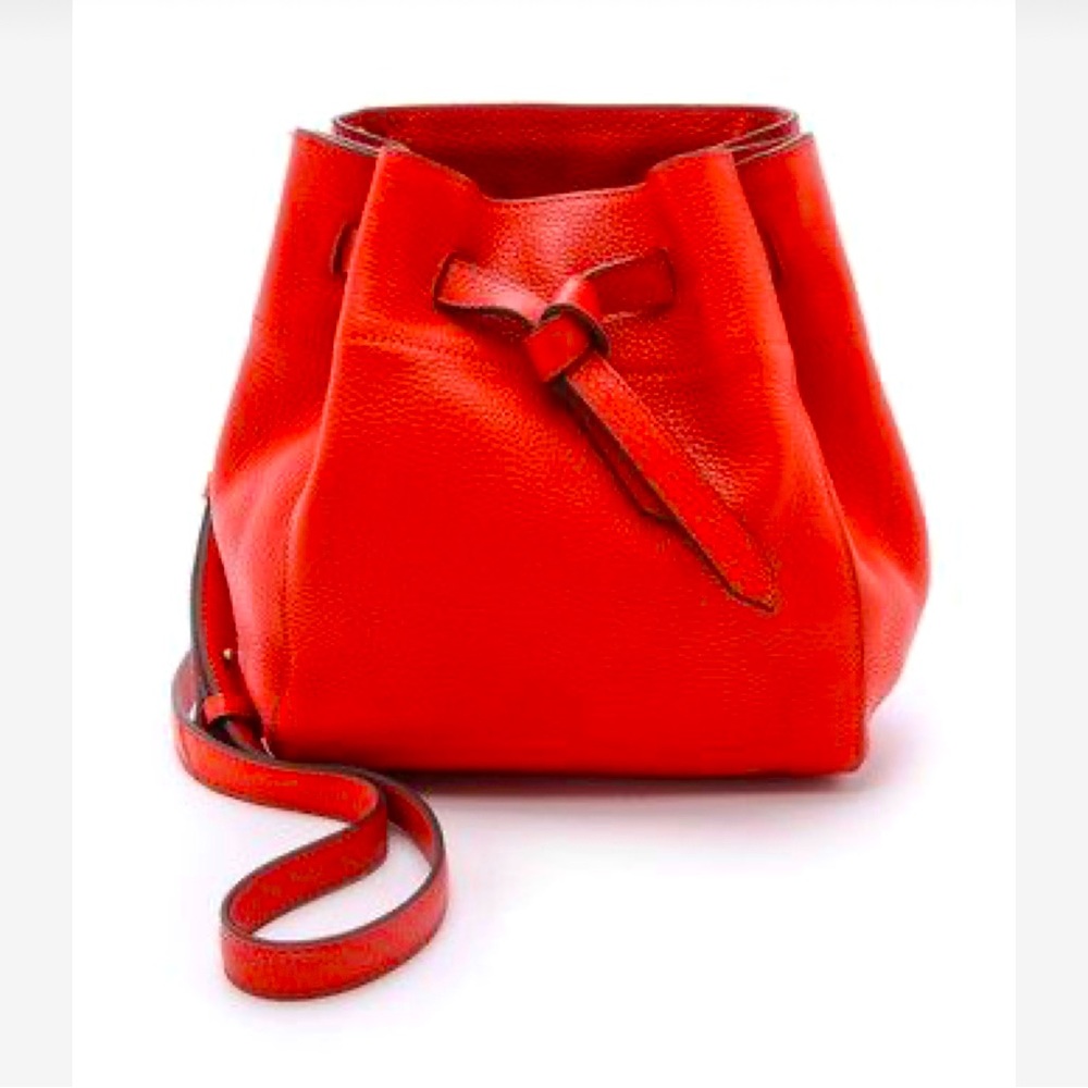 Annabel-Ingall Georgia Bucket Bag in Coral Red/poppy